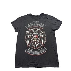 Five Finger Death Punch Bay Island Men's Sz L Got Your Six Black Graphic T-Shirt